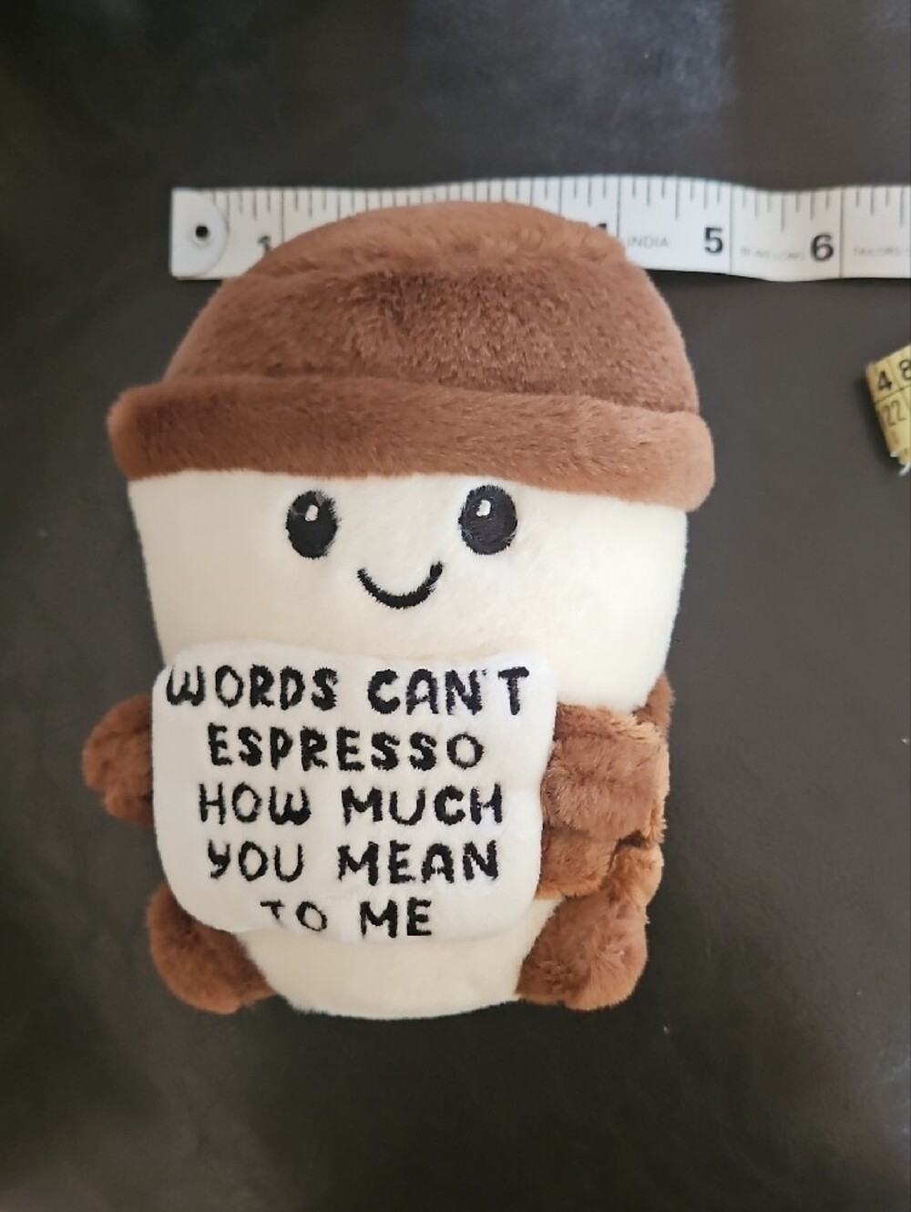 Cute Brown & Cream Coffee Plush with Embroidered Message - Picture 10 of 10